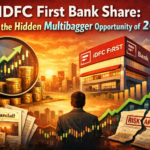 IDFC First Bank share analysis showing growth chart, bank building, investor outlook, and risk factors indicating potential multibagger opportunity in 2026.