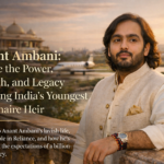 Anant Ambani standing in a luxury environment symbolizing billionaire wealth, business responsibility, and the future of the Ambani legacy.