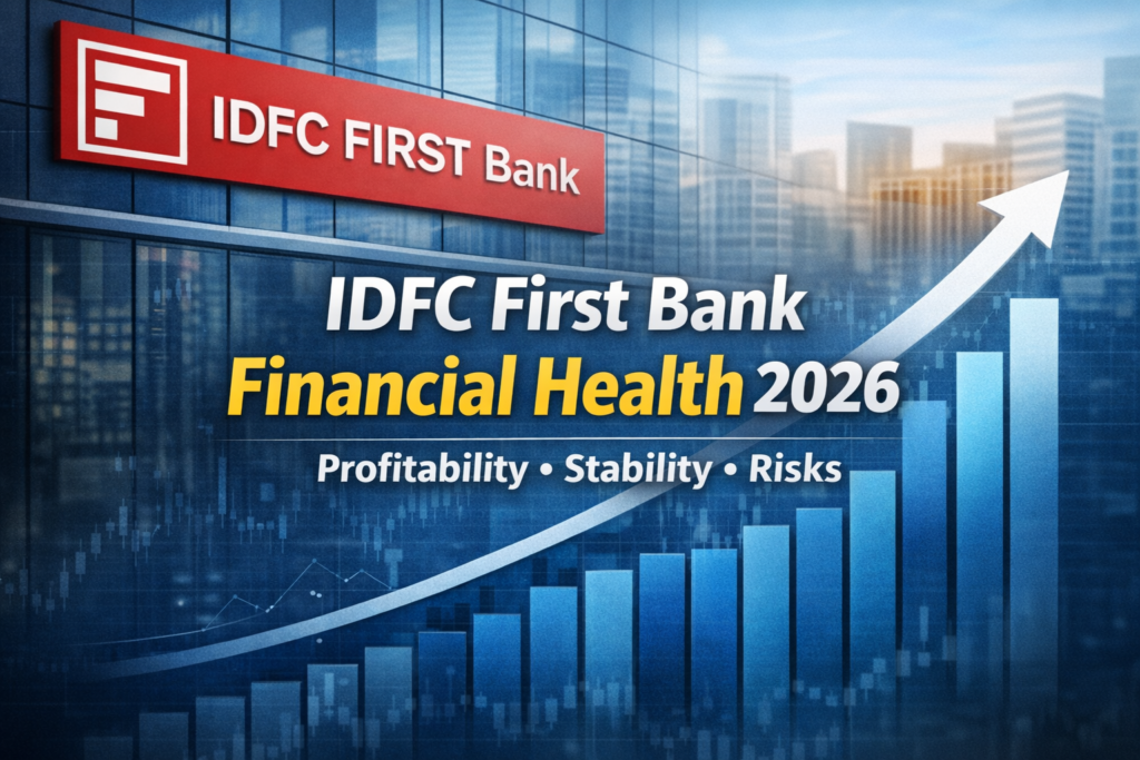 IDFC First Bank financial health 2026 showing profitability trends, balance sheet strength and long-term stability analysis