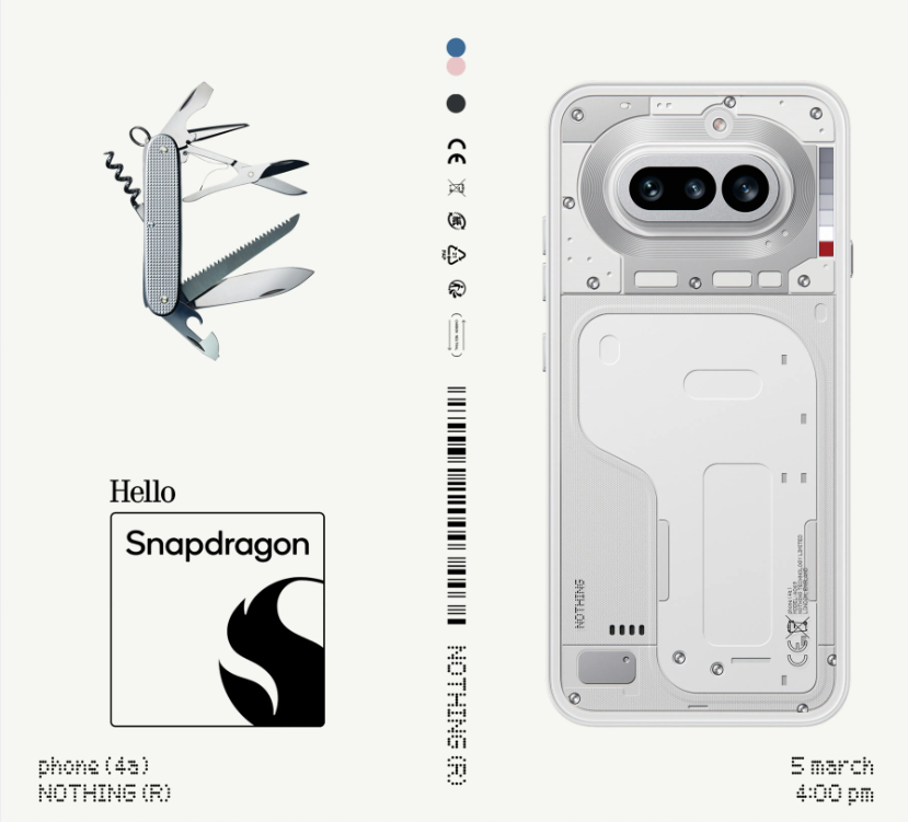 Nothing Phone 4a Pro with transparent back and minimalist design concept