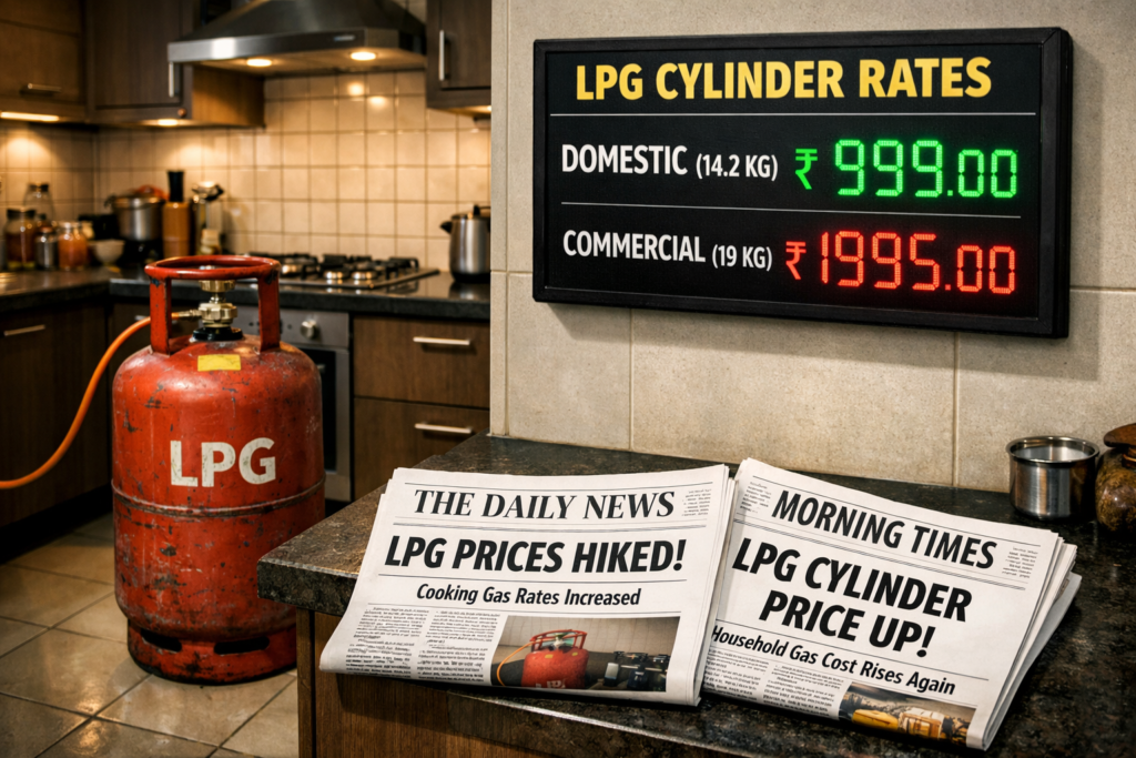 Latest LPG gas cylinder price update in India for domestic and commercial cylinders