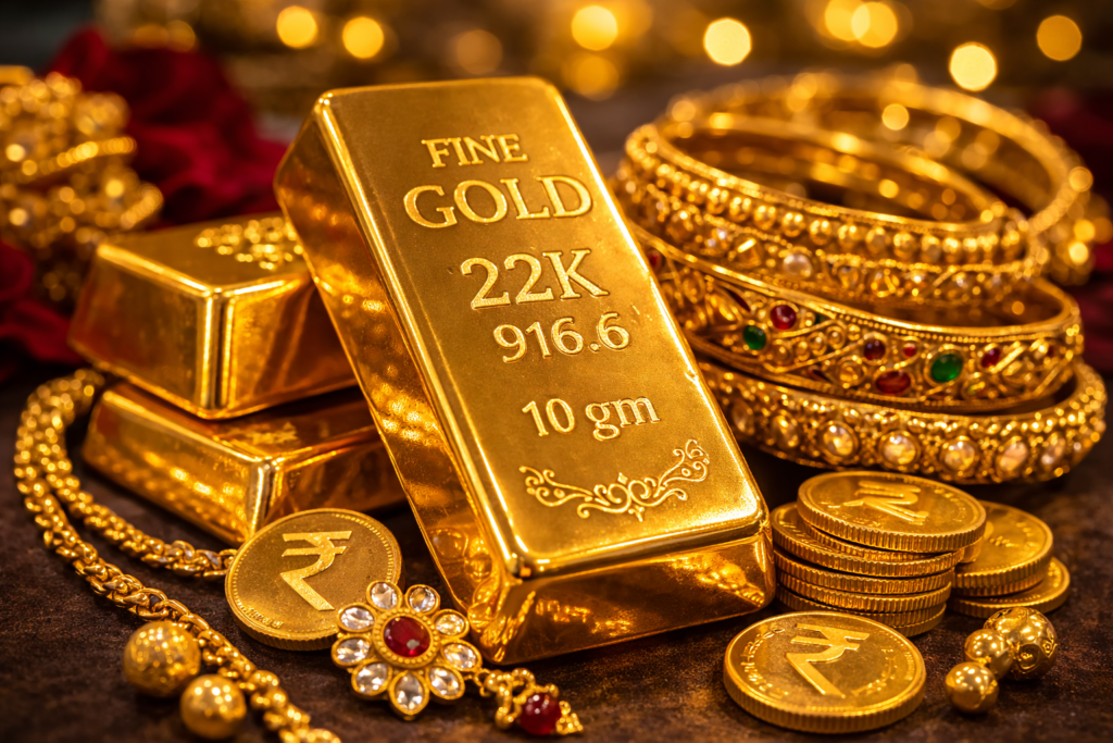 22 Carat Gold Price Today Display Board in Jewellery Shop customers checking 22 carat gold price today at indian jewellery shop rate board