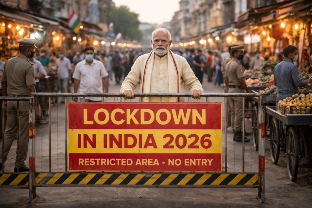 people walking in restricted area during lockdown in India 2026