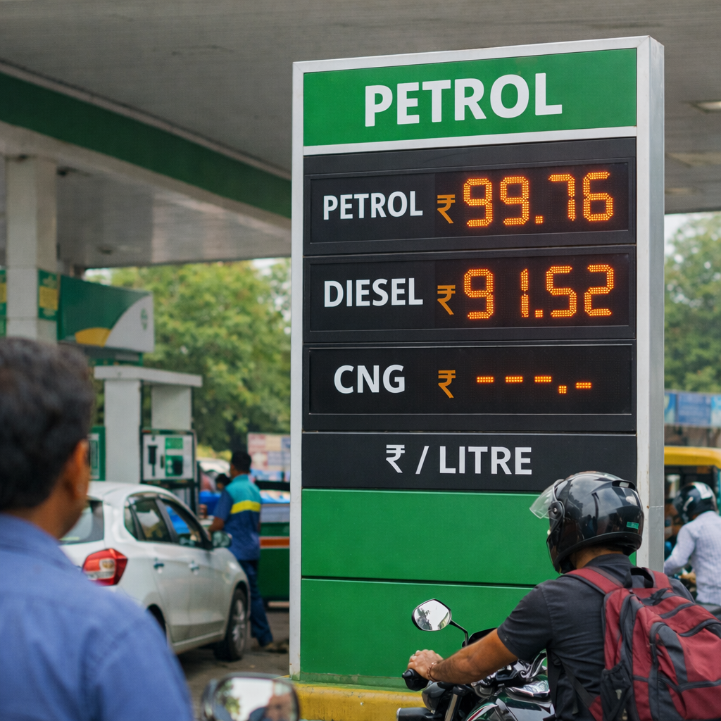 Petrol Diesel Price Update Today at Indian Fuel Station Petrol and diesel price board update at an Indian petrol pump