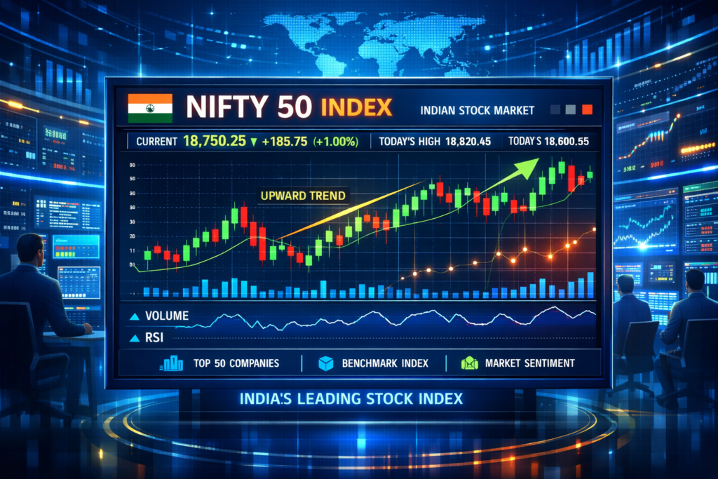 Gift Nifty Today and Its Impact on Nifty 50 Opening Infographic explaining how Gift Nifty movements indicate the possible opening direction of the Nifty 50 based on global market trends and trading in GIFT City.