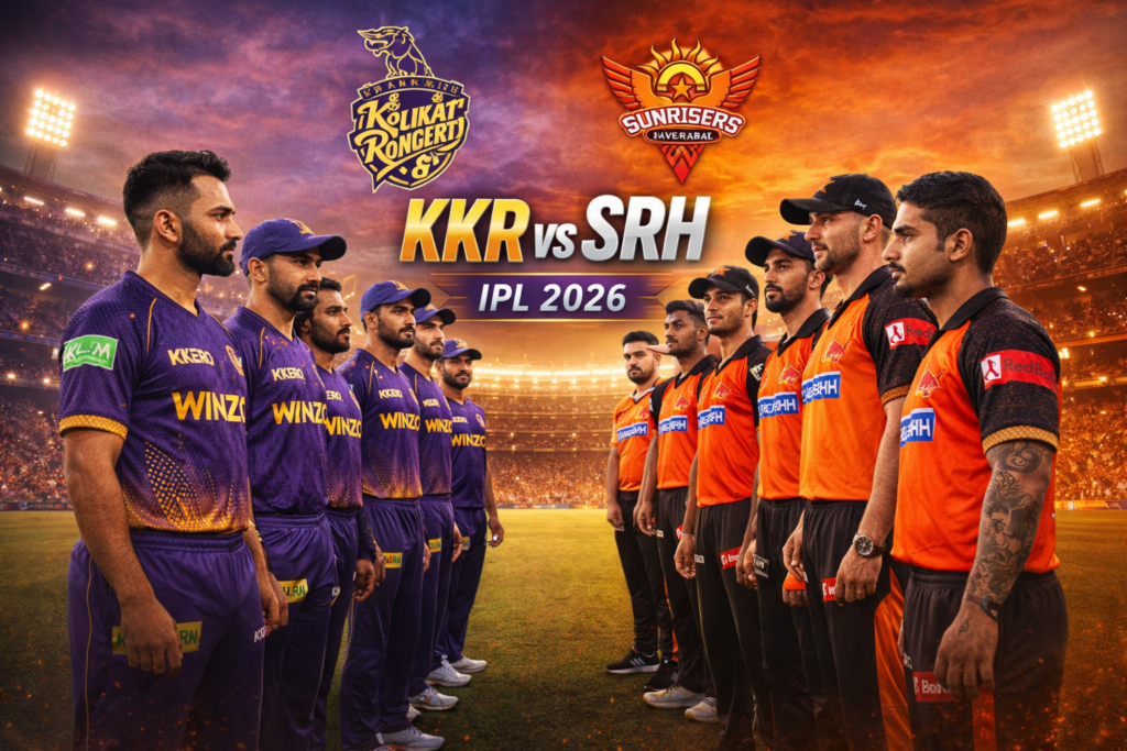 KKR and SRH players standing on the field before IPL 2026 match