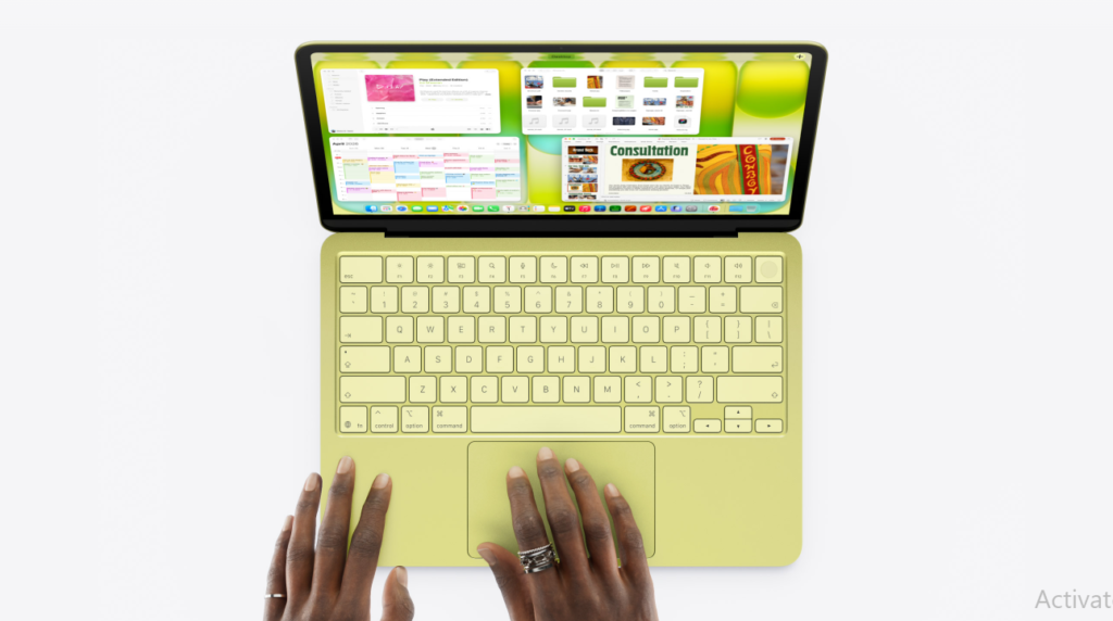 MacBook Neo futuristic Apple laptop concept with AI powered interface and ultra thin design