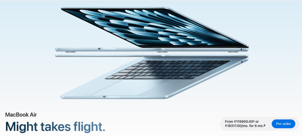 MacBook Air 2026 laptop with futuristic AI interface on display