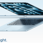 MacBook Air 2026 laptop with futuristic AI interface on display