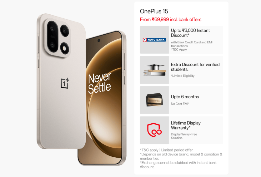 OnePlus 15 smartphone with advanced display, sleek design, and AI-powered features in 2026