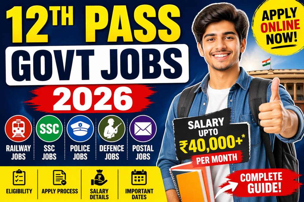 12th pass govt jobs 2026 apply online salary eligibility