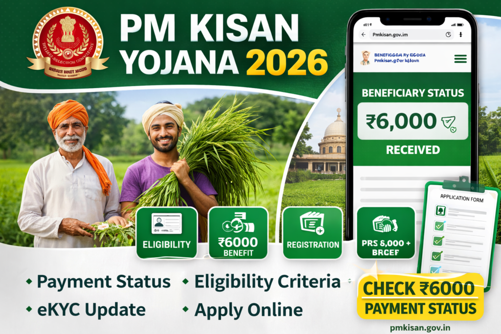 PM Kisan Yojana 2026 payment status registration eligibility ₹6000 scheme