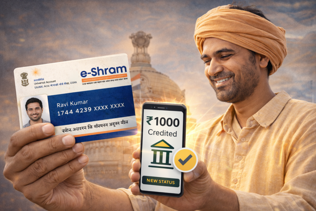 E Shram Card Payment 2026 ₹1000 Status Check