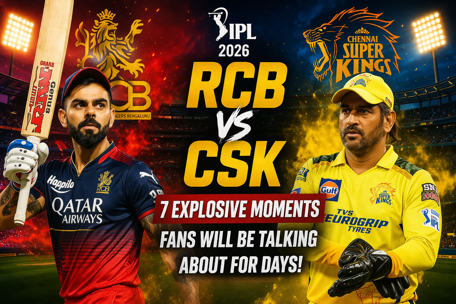 RCB vs CSK IPL 2026 match preview with explosive moments