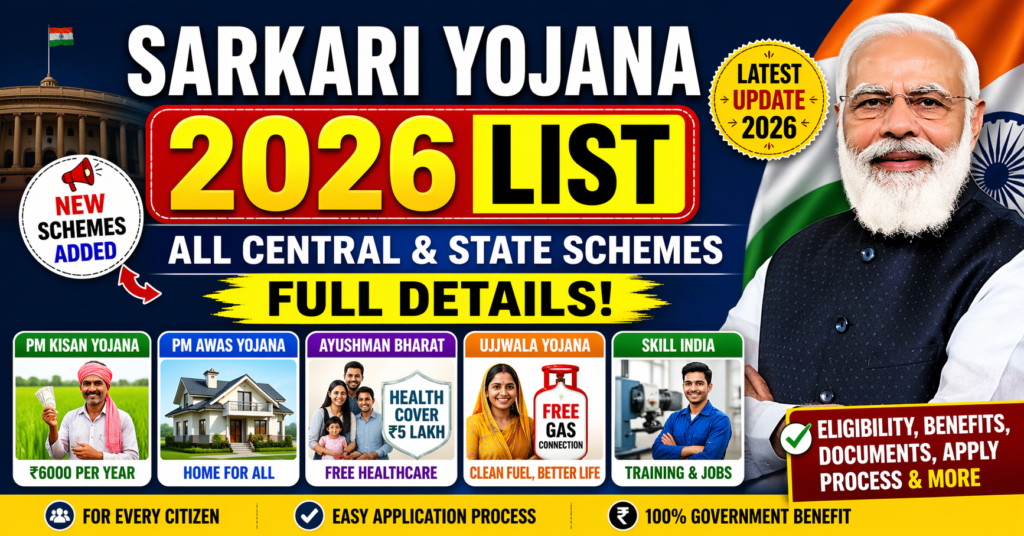 Sarkari Yojana 2026 List All Government Schemes India