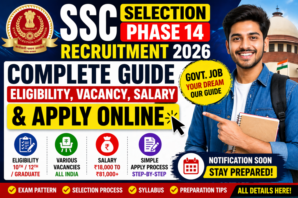 SSC Selection Phase 14 Recruitment 2026 apply online guide