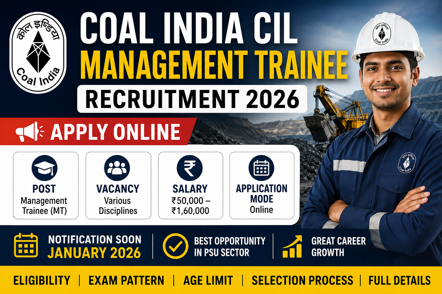 Coal India CIL MT Recruitment 2026 Apply Online