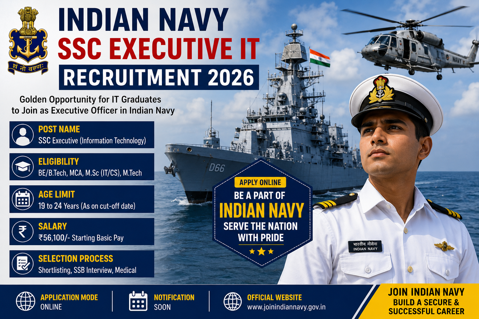 Indian Navy SSC Executive IT Recruitment 2026 Apply Online