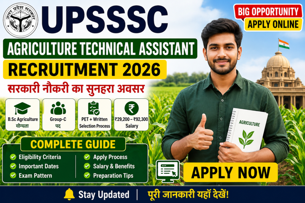 UPSSSC Agriculture Technical Assistant Recruitment 2026 apply online guide